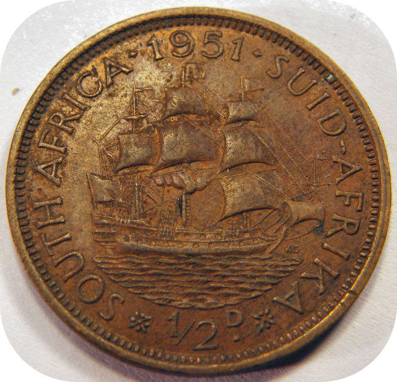 Bargain SA Union: 1951 Half penny 1/2d in EF below R20!  Two coins available!