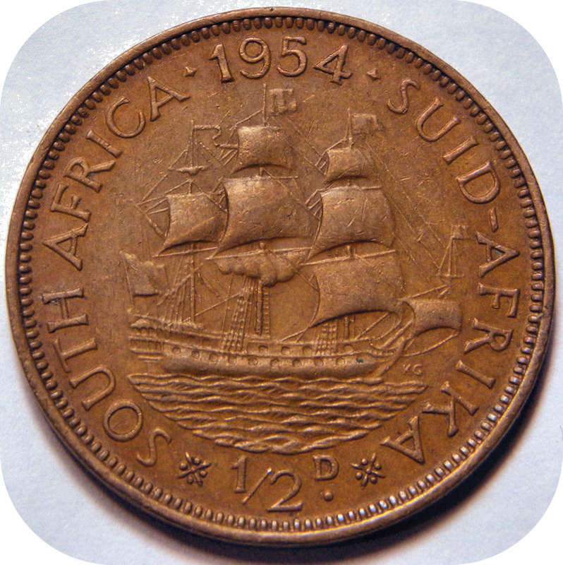 Bargain SA Union: the scarce 1954 Half penny 1/2d below R200!