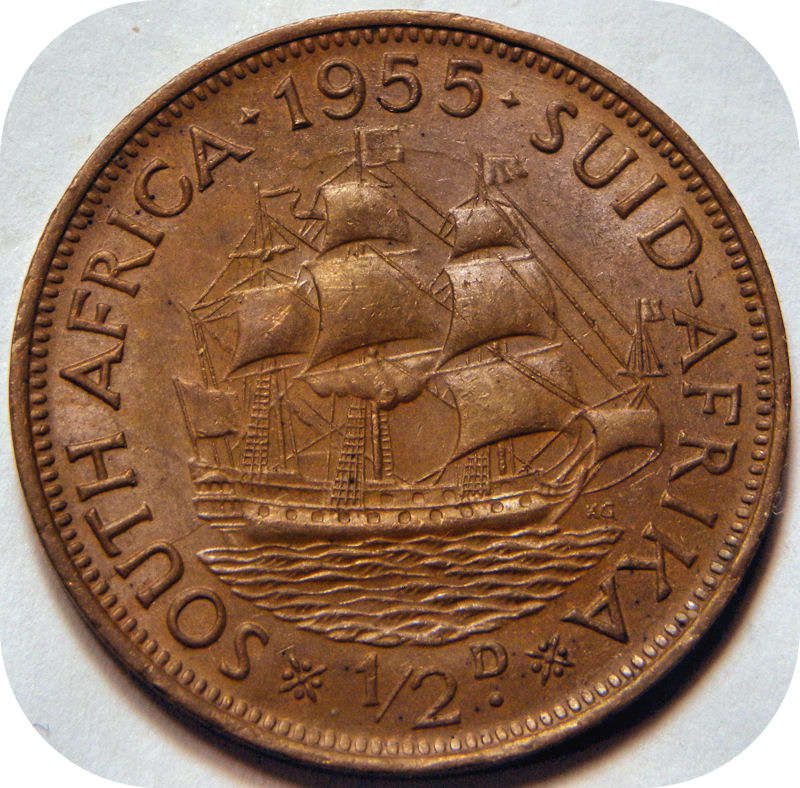 Top Grade SA Union: 1955 Half penny 1/2d below 50!