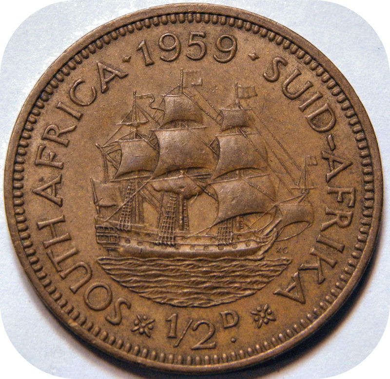 Bargain SA Union: 1959 Half penny 1/2d below R30!