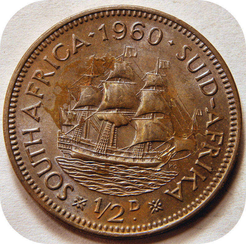  Top Grade SA Union: 1960 ½ Penny - Elizabeth II in BROWN Brilliant UNC! 
