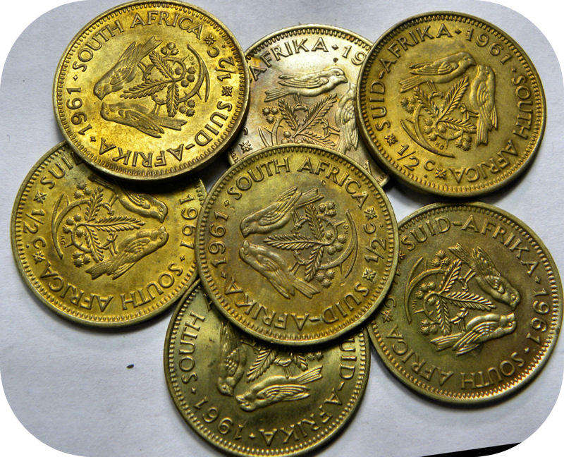 Top Grade RSA: 1961 van Riebeeck 1/2c in A/UNC!  7 specimens available, bid per coin.