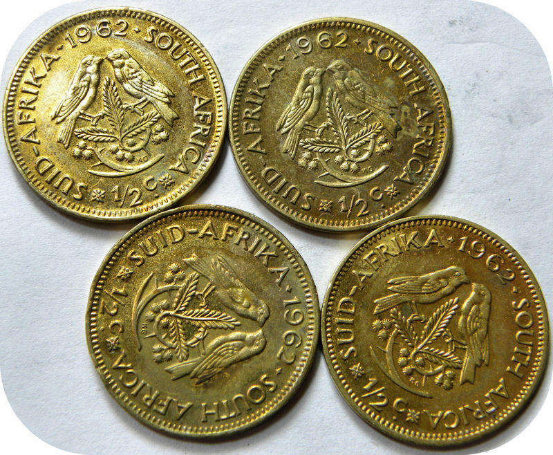  Top Grade RSA: 1962 van Riebeeck ½c in A/UNC!  4 specimens available, bid per coin. 