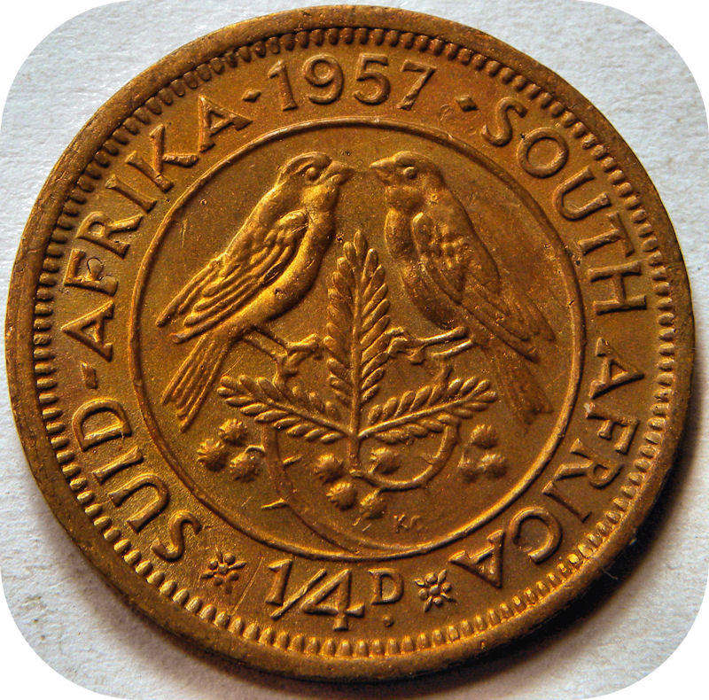 Top Graad SA Unie: 1957 1/4d in UNC!