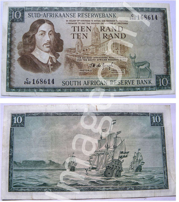 RARE RSA R10 De Jongh C262 note.  1967.