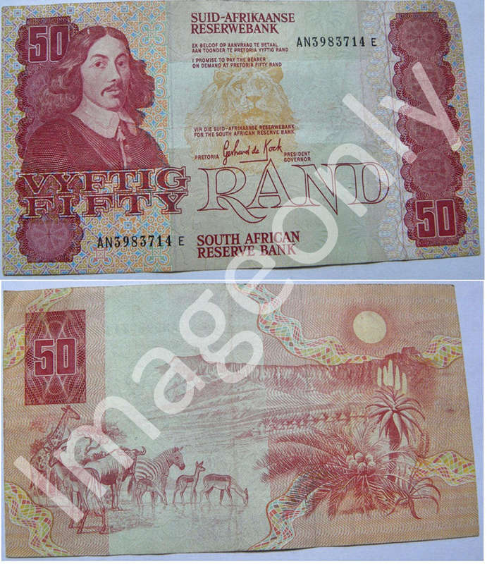 Top Grade RSA: R50 De Kock note.  1984.  AN398**E