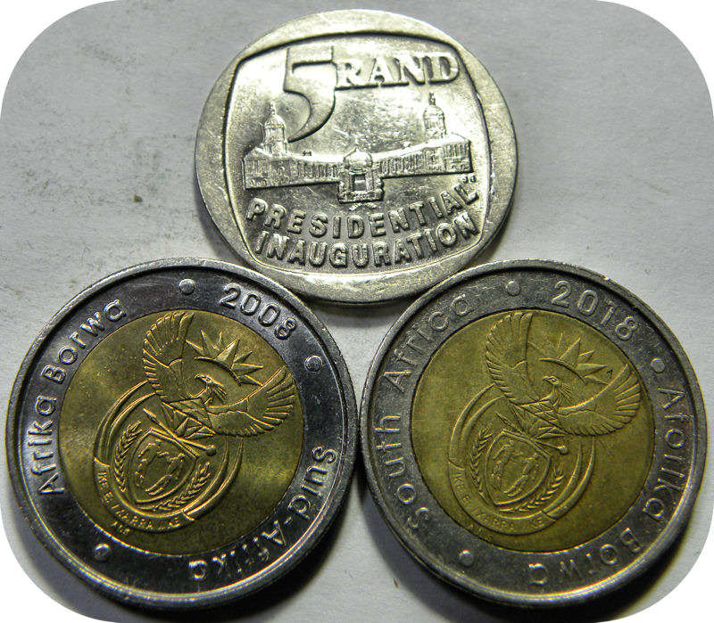 Lustrous Nickel RSA 1994, 2008, 2018 Mandela R5 coins set! Bid per coin for all three