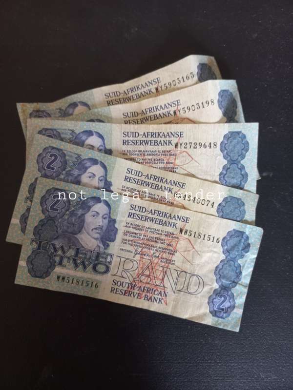 Five Replacement 1989 GPC de Kock 3rd issue Afr/Eng R2 Banknote (WW)
