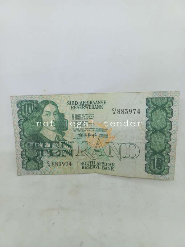 1978 TW de Jongh 4th Issue Afr/Eng Ten Rand Banknote. (C1/4)
