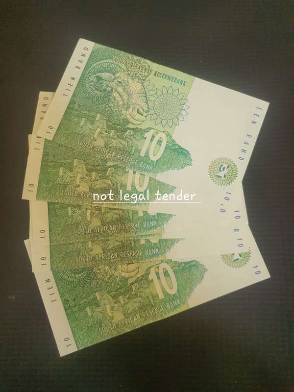 Six 1993 C Stals 2nd Issue Afr/Eng Ten Rand Banknotes (EJ) Buy now per note.