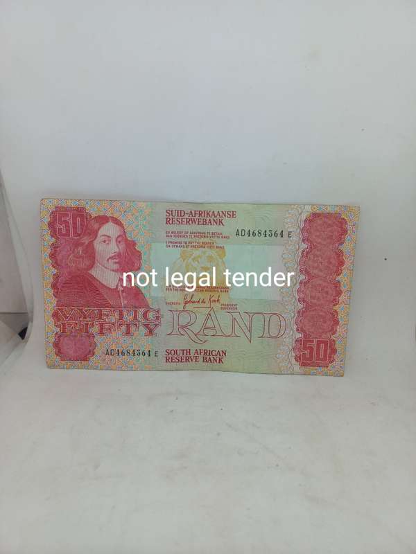 GP de Kock 3rd Issue Afr/Eng Fifty Rand Banknote (AD)