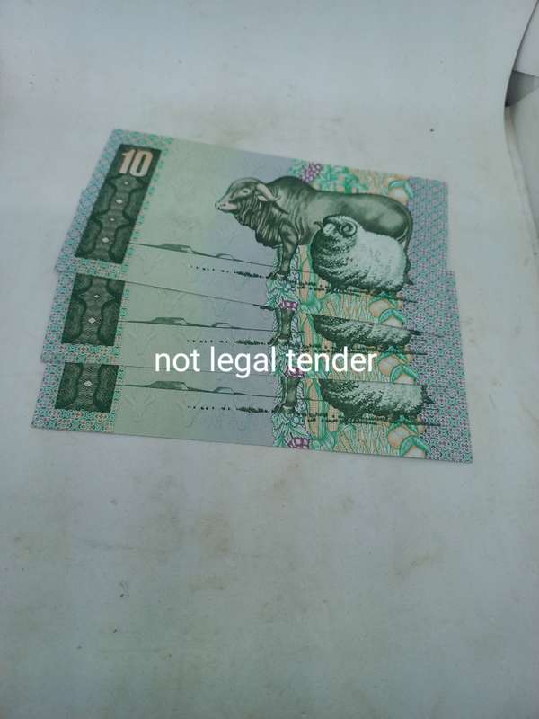 3 Sequential C Stals 1st Issue Afr/Eng Ten Rand Banknote (AL) UNC
