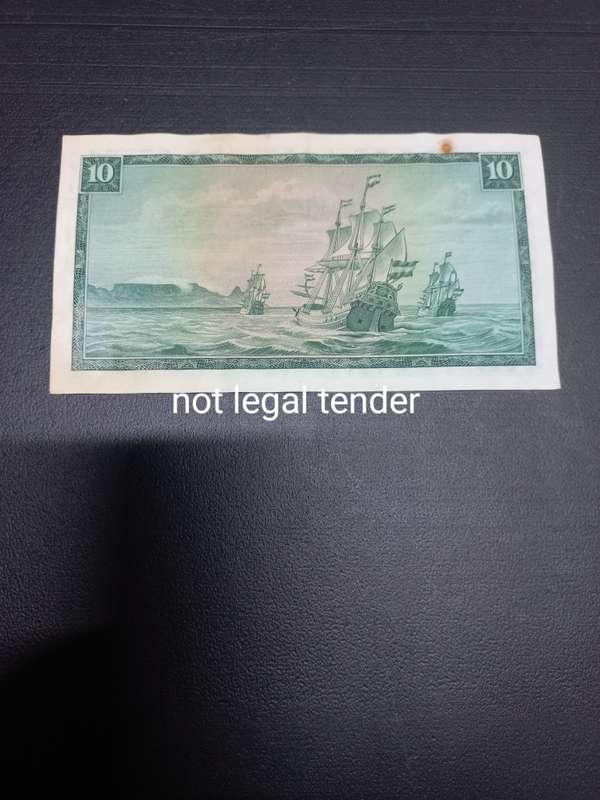 1975 TW de Jongh 3rd Issue Afr/Eng Ten Rand Banknote (C470)