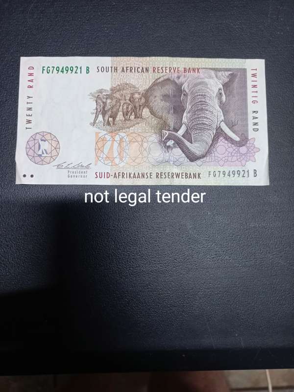 1993 C Stals 2nd Issue Eng/Afr Twenty Rand Banknote (FG)