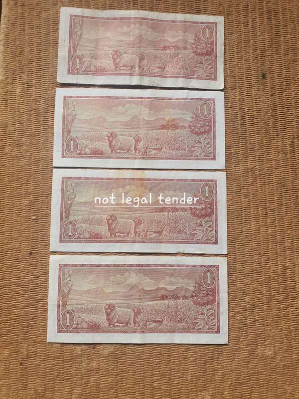 1975 TW de Jongh 3rd issue Afr / Eng One Rand Banknotes