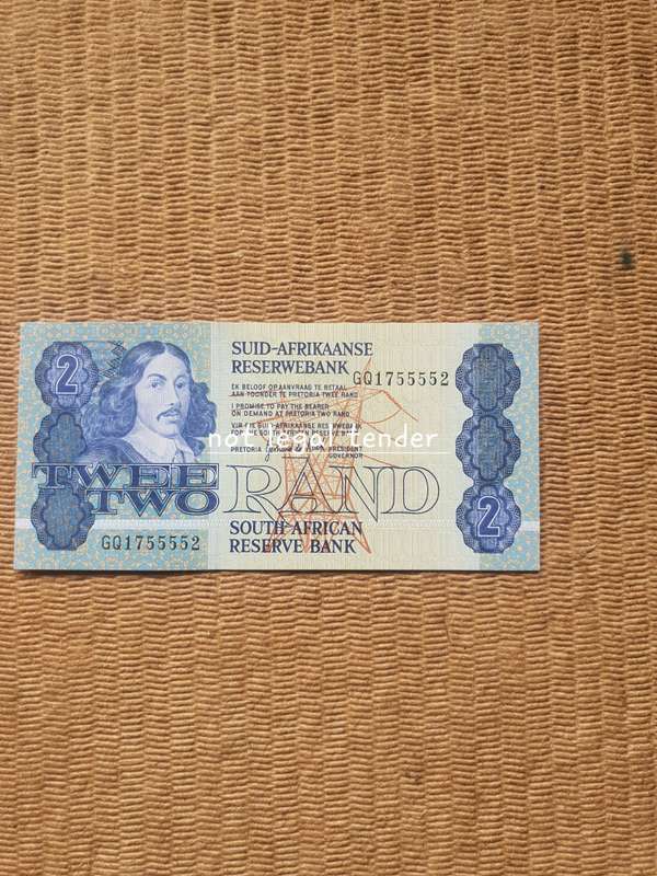 Unc  1989 GPC de Kock 3rd issue Afr/Eng Two Rand Banknotes (GQ)