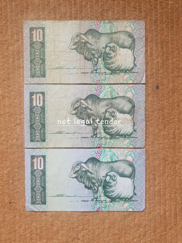3 C Stals 1st Issue Afr/Eng Ten Rand Banknotes (cm/cj)