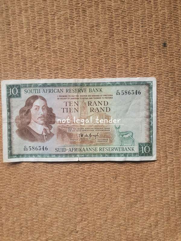 TW de Jongh 1st Issue Eng/Afr Ten Rand Banknote (C53)