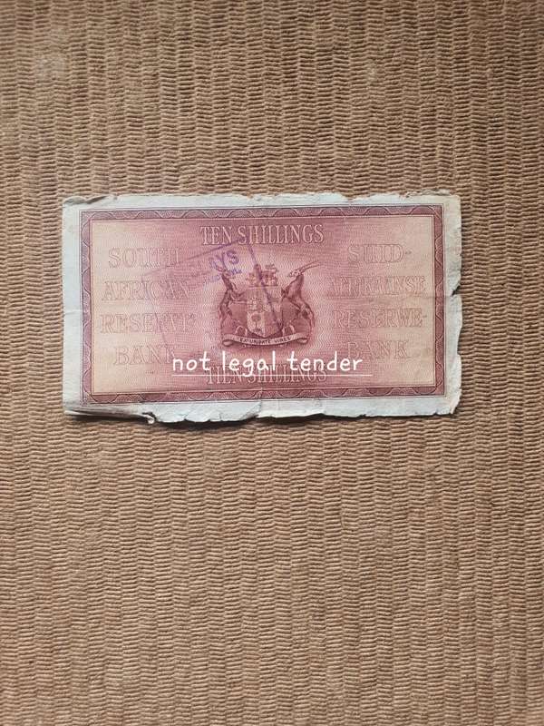 1947 MH de Kock Ten Shilling Banknote Bad condition
