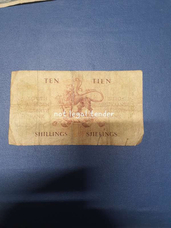 1959 MH de Kock 3rd issue Afr/Eng Ten Shilling Banknote (A174) 2 Tears