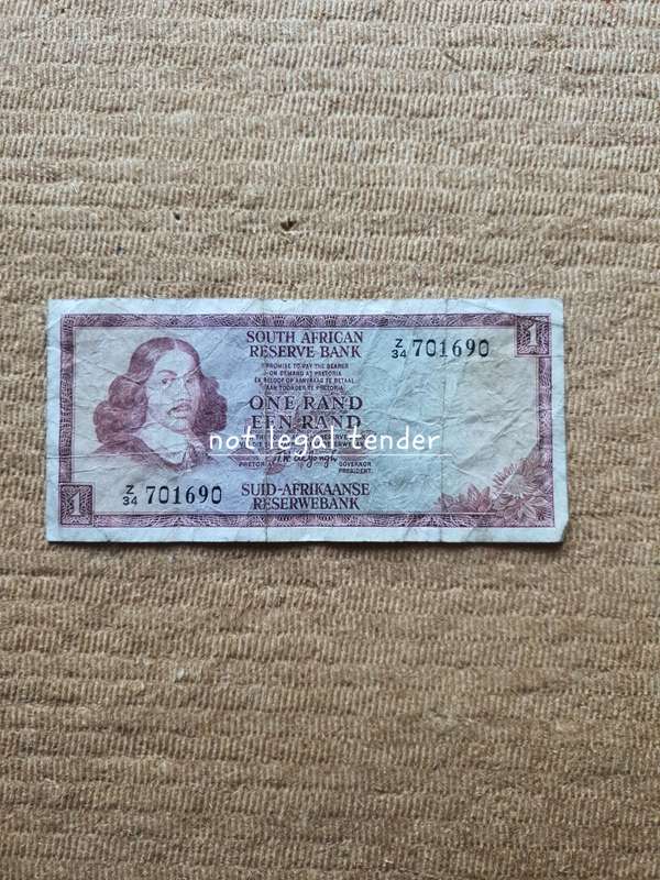 TW de Jongh 1st Issue Afr/Eng One Rand Banknotes (Z34) Replacement