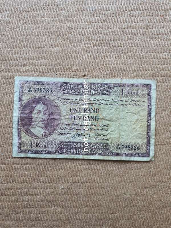 1962 G Rissik 1st Issue Eng/Afr One Rand Banknotes (A94)