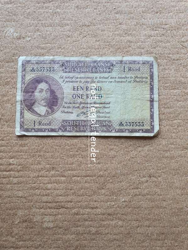 1962 G Rissik 1st Issue Eng/Afr One Rand Banknotes (A105)