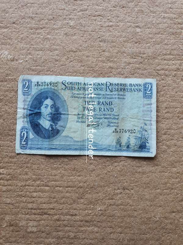 1962 G Rissik 1st Issue Eng/Afr Two Rand Banknote (B228)