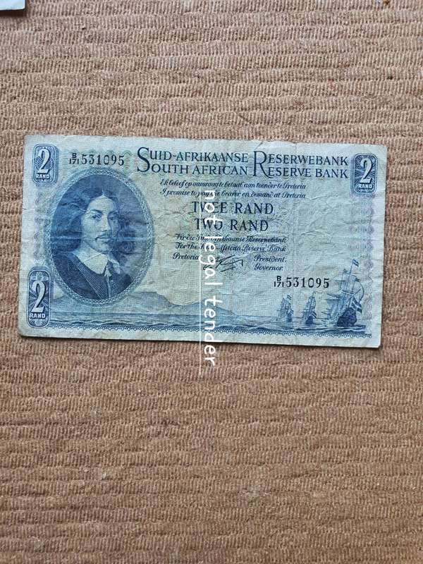 1962 G Rissik 1st Issue Afr/Eng Two Rand Banknote (B171)