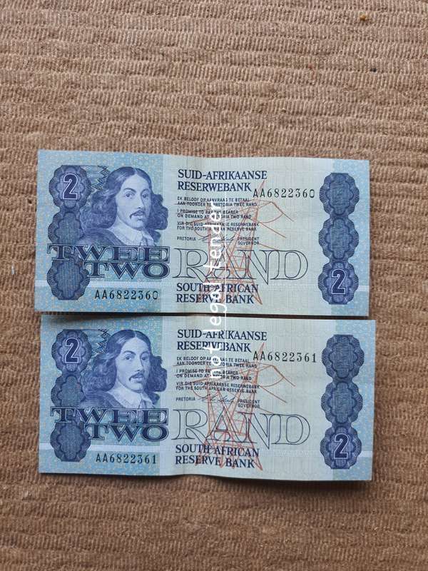 1990 C Stals AA 1st Issue  Afr/Eng Two Rand Banknote (AA360/1)