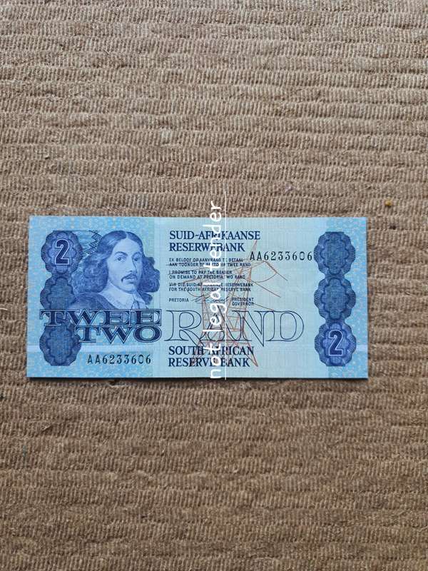 UNC 1990 C Stals AA 1st Issue  Afr/Eng Two Rand Banknote (AA606)