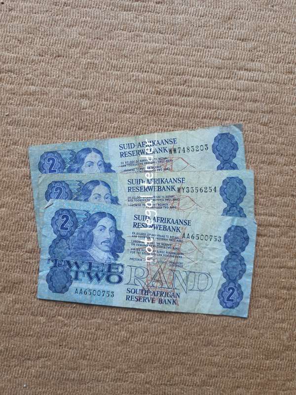2 GPC de Kock Replacement notes 3rd Issue Afr/Eng Two Rand Banknote (WW/WY) Free AA Note