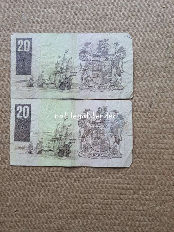1989 GPC de Kock 3rd Issue Eng/Afr Twenty Rand Banknotes (AA/XX)
