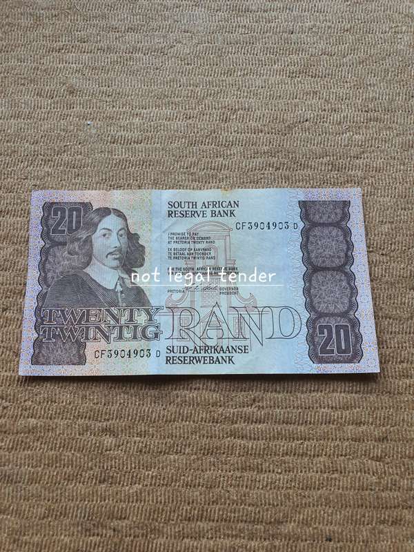 1990 C Stals 1st Issue Afr/Eng Twenty Rand Banknote (CF)