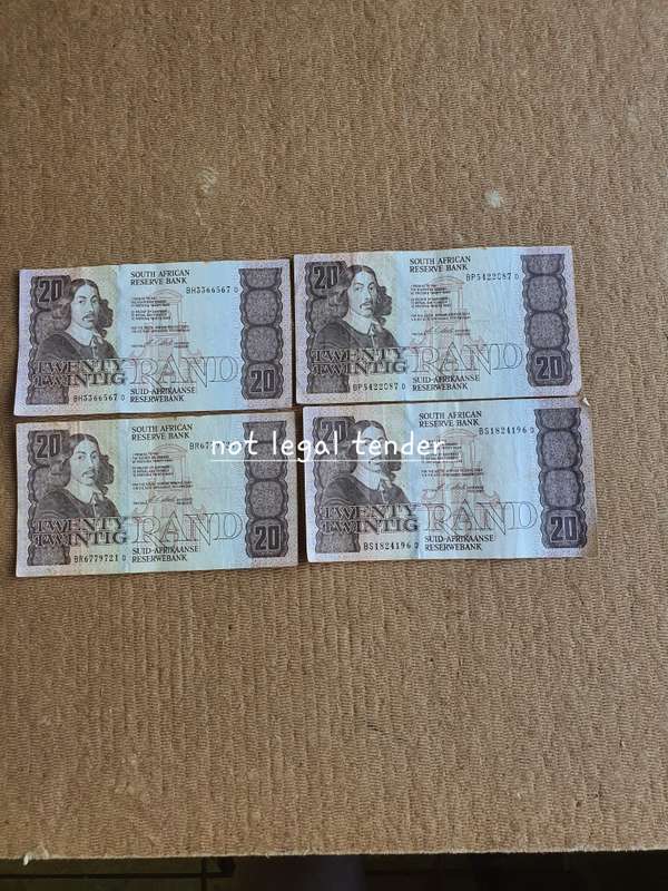 1990 C Stals 1st issue Eng/Afr Twenty Rand Banknote (BH/BP/BR/BS)