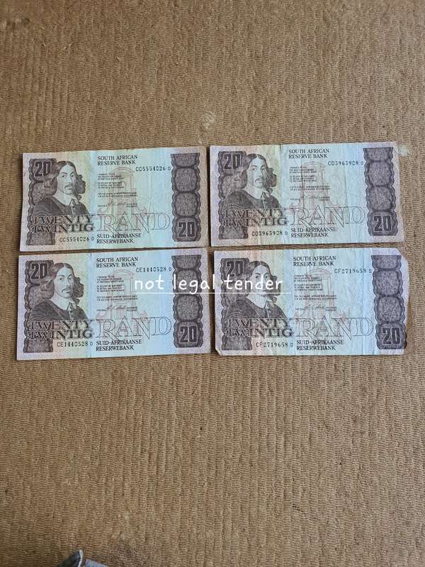 1990 C Stals 1st issue Eng/Afr Twenty Rand Banknote (CC/CD/CE/CF)