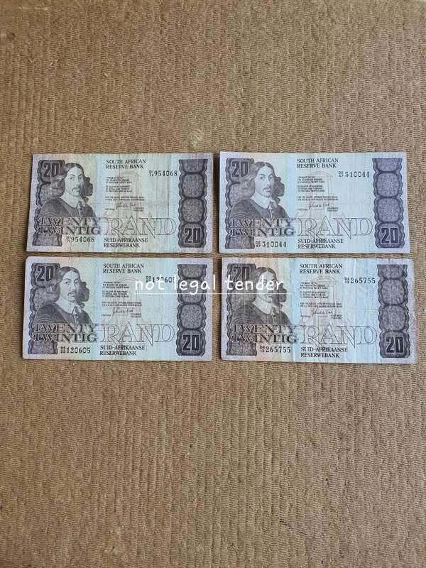 1981 GPC de Kock issue Eng/Afr Twenty Rand Banknote (D1/D2/D3/D4)