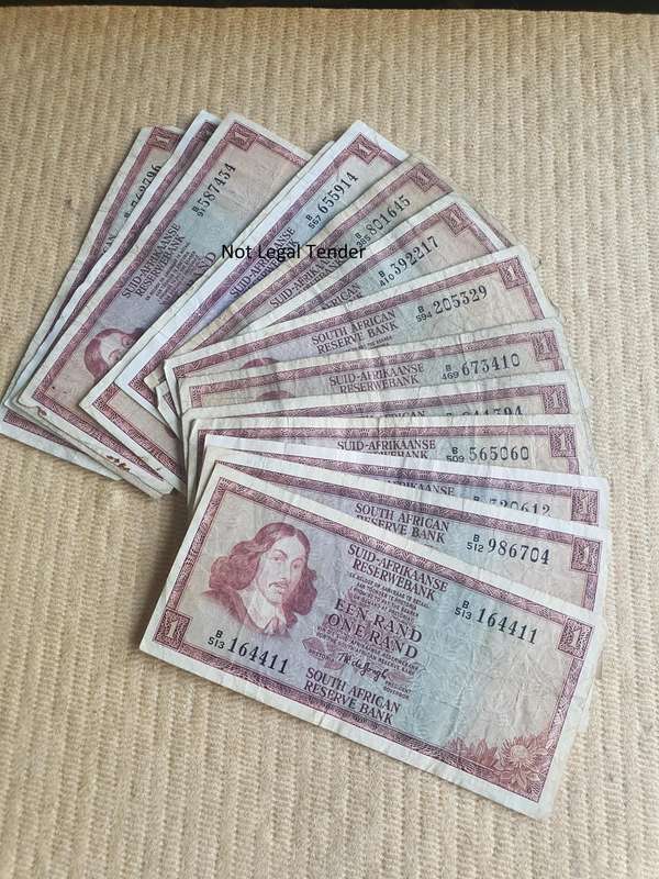 14 TW de Jongh 3rd Issue Afr/Eng One Rand Banknotes (B513)