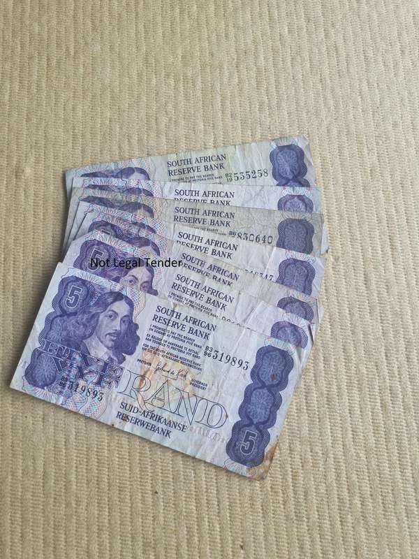 7 GPC de Kock Various Issue Eng/Afr Five Rand Banknotes (B3/96)