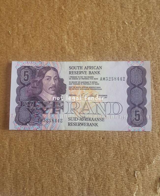 UNC 1990 C Stals 1st issue Eng/Afr Five Rand Banknote. (AM)