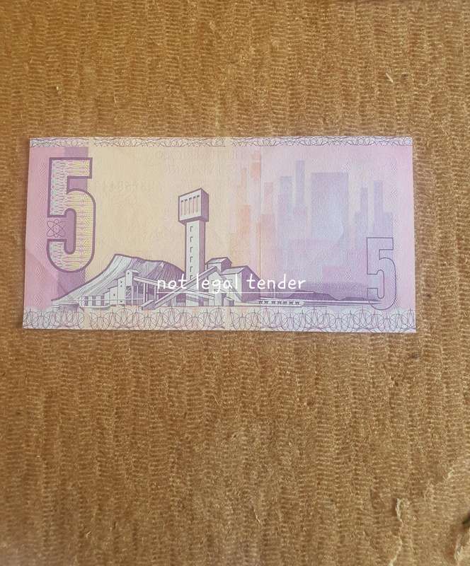 UNC 1990 C Stals 1st issue Eng/Afr Five Rand Banknote. (AM)