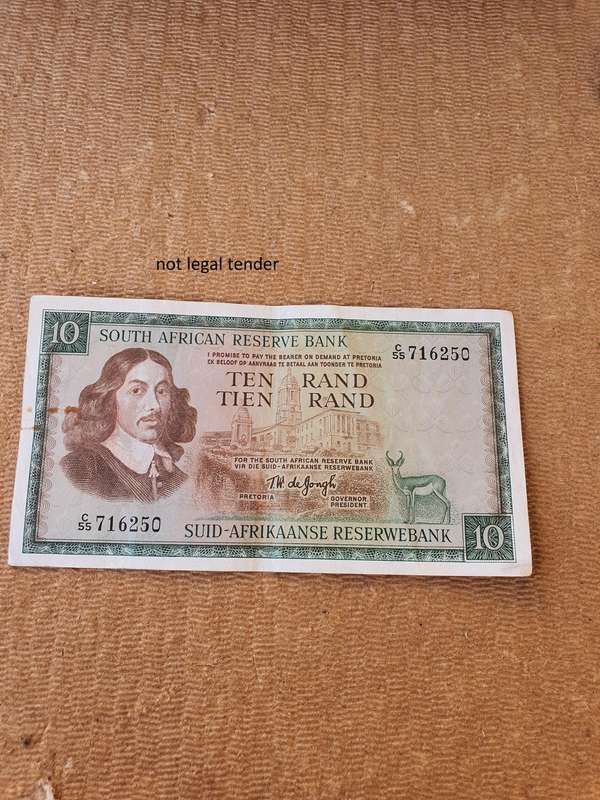 1967 TW de Jongh 1st issue Eng/Afr Ten Rand Banknote. (C55)