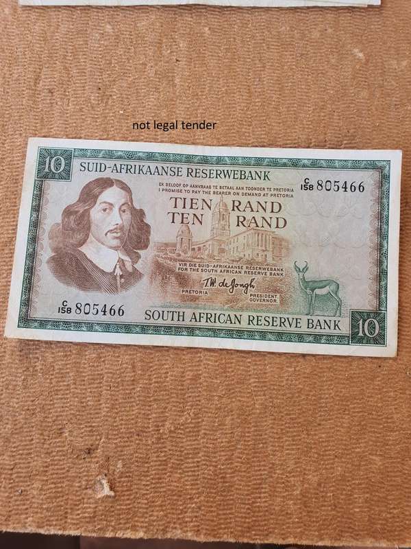 1967 TW de Jongh 1st issue Afr/Eng Ten Rand Banknote. (C158)