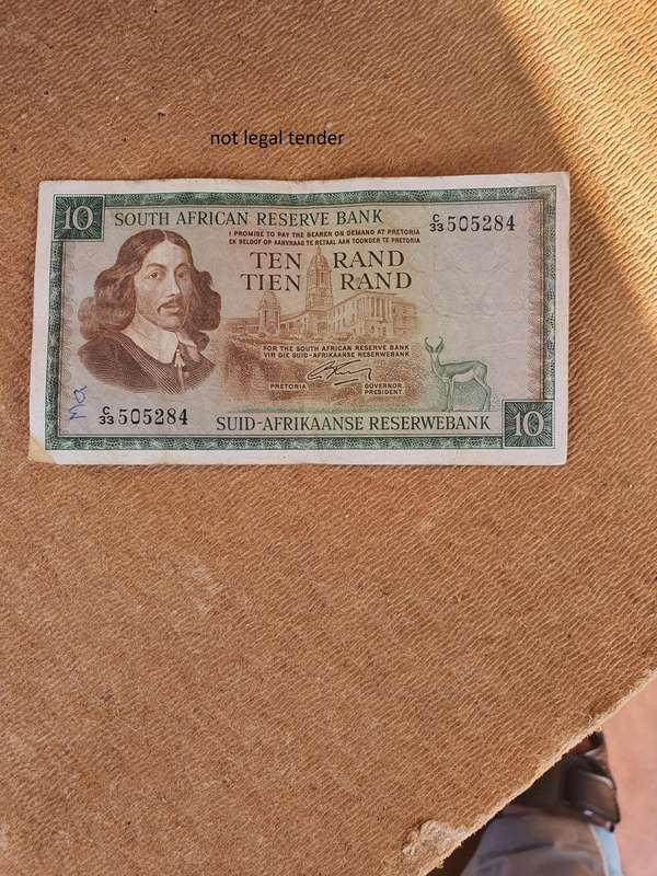 1966 G Rissik 2nd issue Eng/Afr Ten Rand Banknote. (C33)