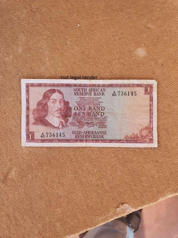 1966 G Rissik 2nd issue Eng/Afr One Rand Banknote. (A60)