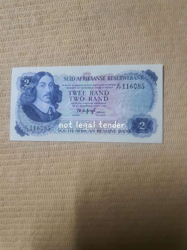 UNC 1974 TW de Jongh 2nd issue Afr/Eng Two Rand Banknote (D77)