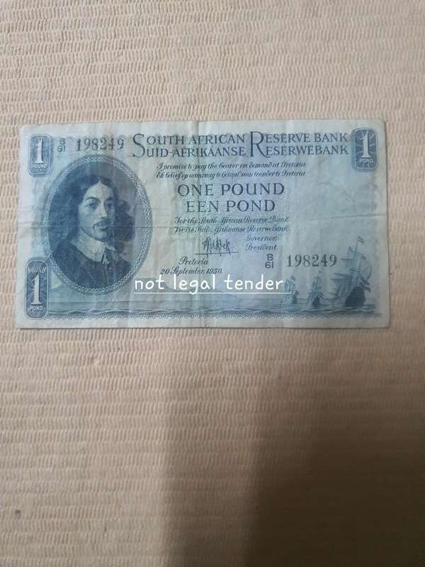 1950 MH de Kock 2nd issue Eng/Afr One Pound Banknote (B61)