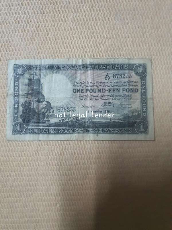 1936 J Postmus 1st issue Eng/Afr One Pound Banknote (A59) Scarce
