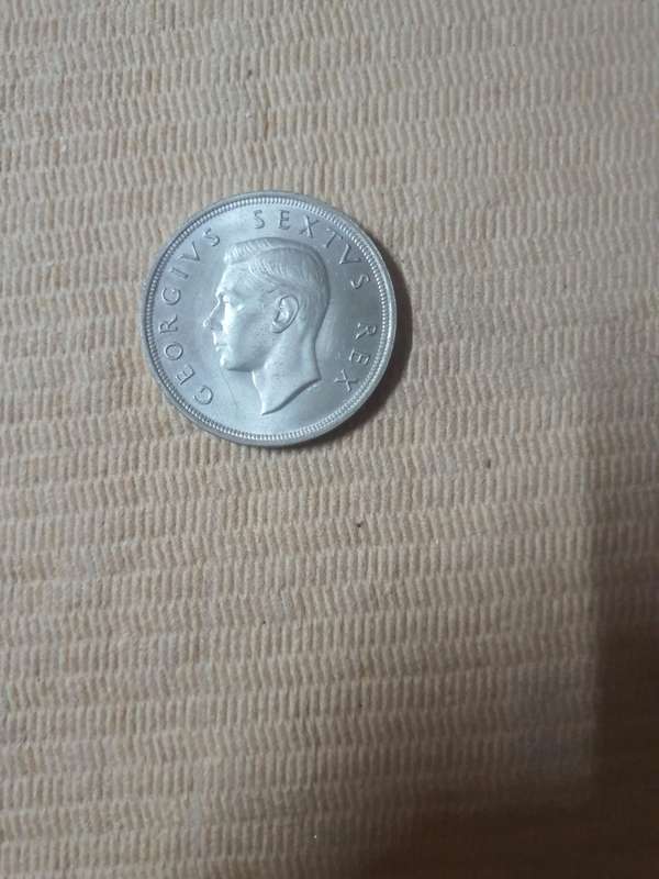 1952 South African Five Shilling Crown. Mintage 1 725 500. Millions melted.