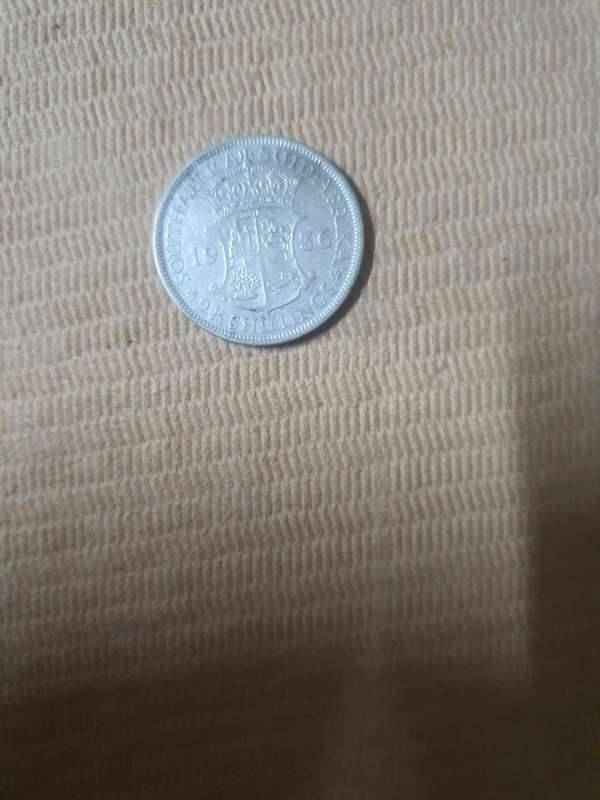 1936 South African Half Crown. Mintage 553 177